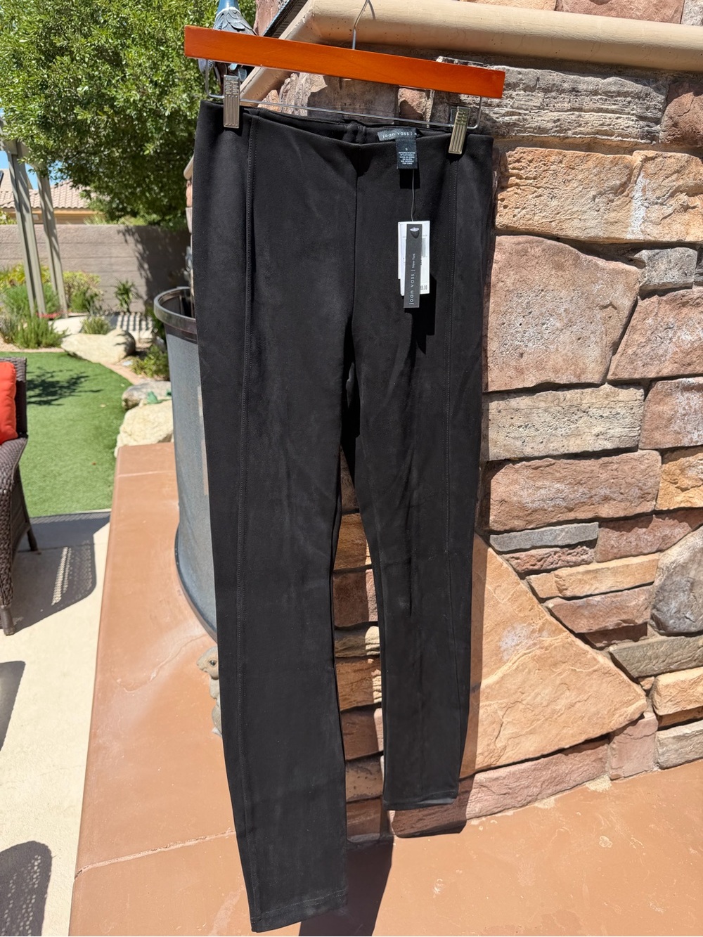 Joan Vass Black Faux Suede Skinny Pants